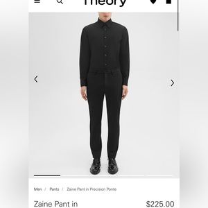 NWOT THEORY Zaine Pant in Black Trousers Slacks Work Pants
